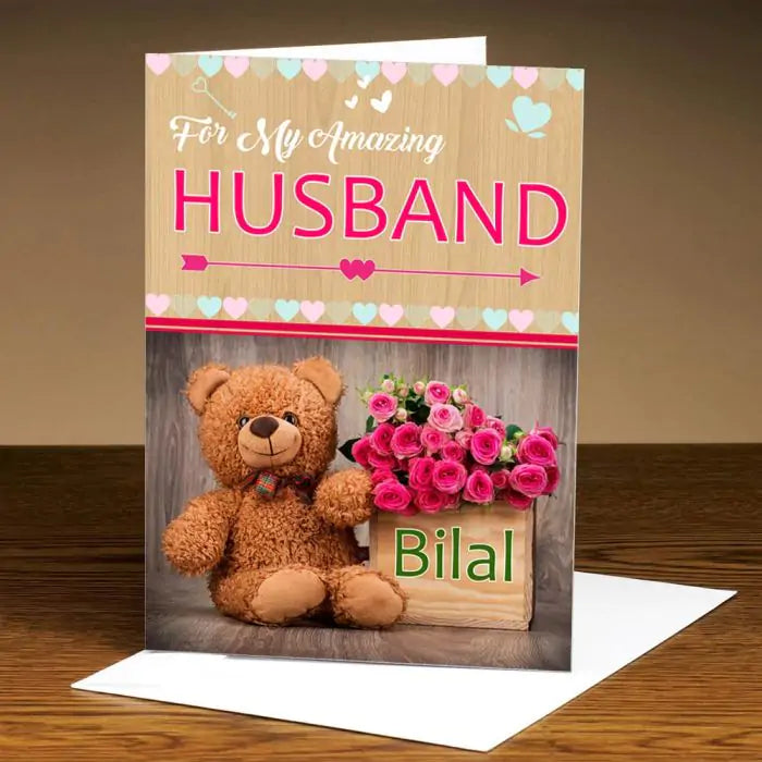 Personalised For My Hubby Love Greeting Card-1