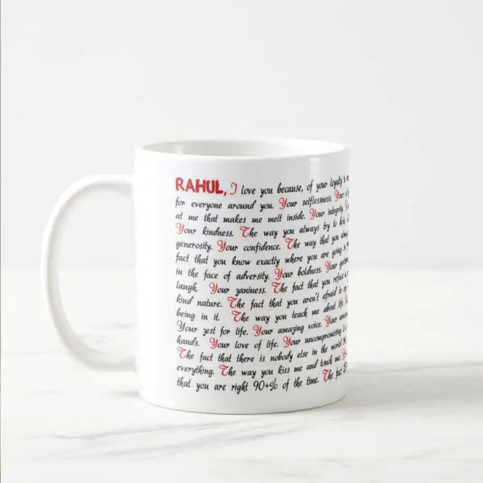 Personalised Cute Reasons For Love Mug