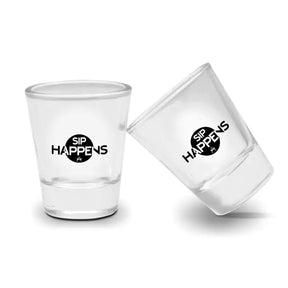 Set Of 2 - Sip Happens Shot Glasses