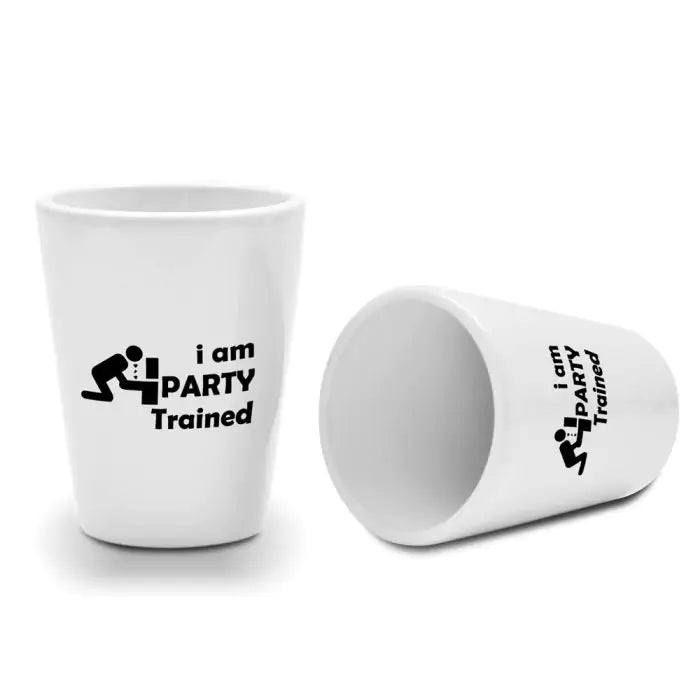 Set Of 2 - Party Trained Caremic Shot Glasses