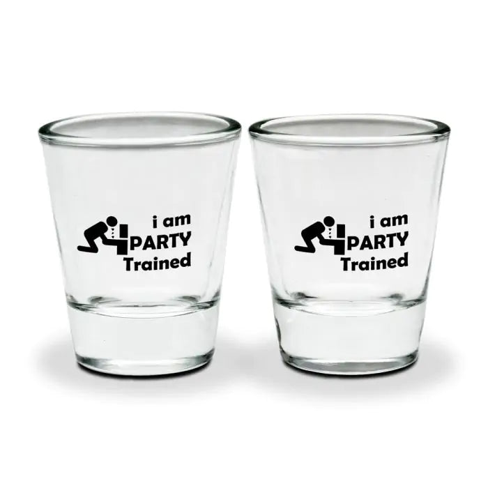 Set Of 2 - Party Trained Caremic Shot Glasses
