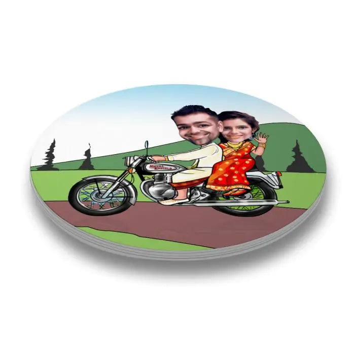 Personalised Lovely Ride Caricature  Coasters - Set of 4