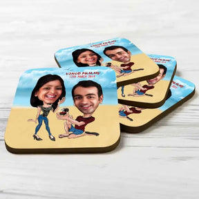 Personalised Proposal Caricature  Coasters - Set of 4