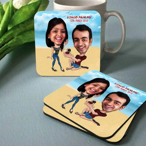 Personalised Proposal Caricature  Coasters - Set of 4