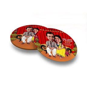 Personalised 2 States Caricature  Coasters - Set of 4