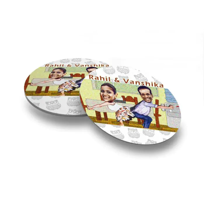 Personalised Dance Along Caricature  Coasters - Set of 4