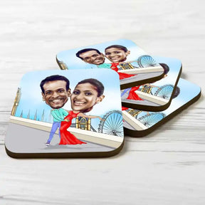 Personalised Together Always Caricature  Coasters - Set of 4