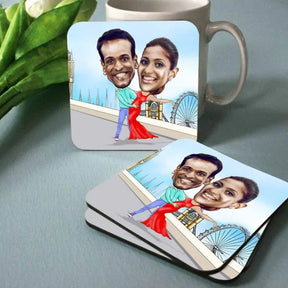 Personalised Together Always Caricature  Coasters - Set of 4
