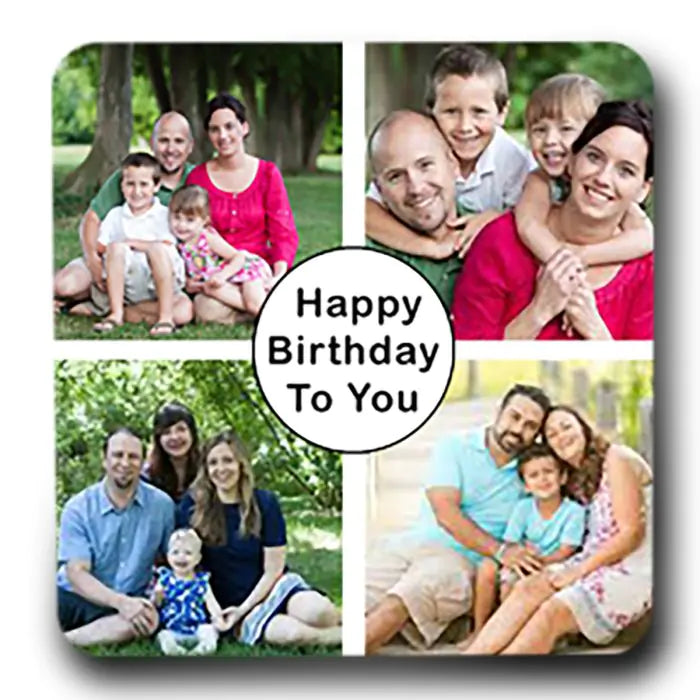 Personalised Happy Birthday 4 Photo Magnet
