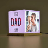 Personalised Best Dad Ever Mini Table Lamp With Wooden Base