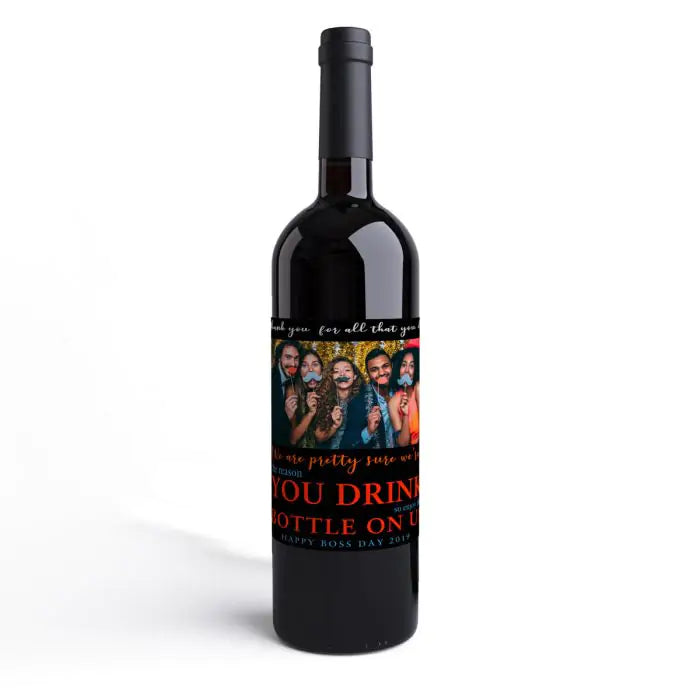 Personalised You Drink Bottle On Us Wine Label - Set of - 3