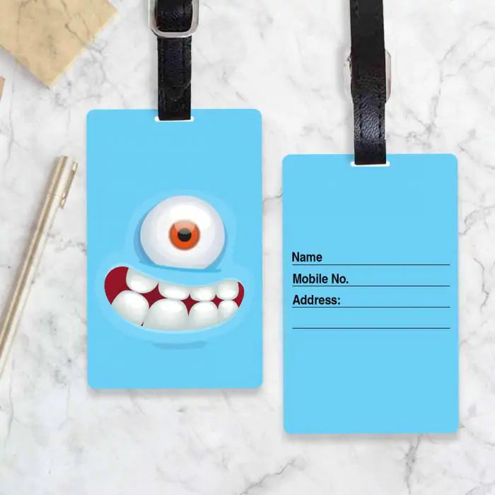 Personalised Blue Monster Luggage Tag