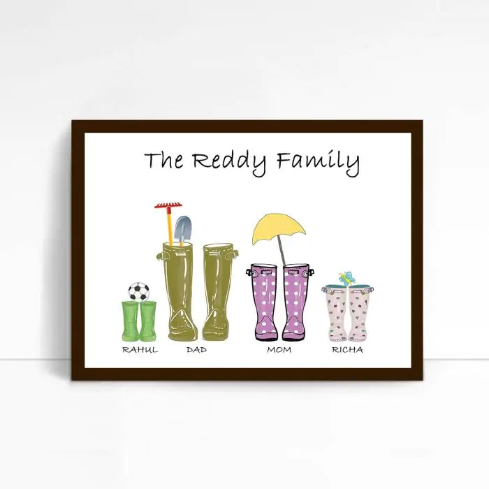 Wellies Design Personalised Family Poster Frame-1