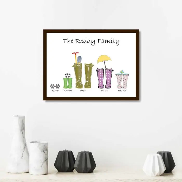 Wellies Design Personalised Family Poster Frame-2