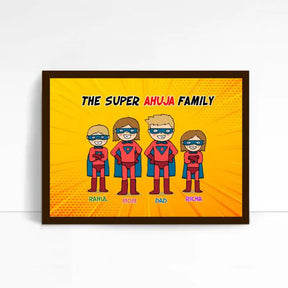 Superhero Theme Personalised Family Poster Frame
