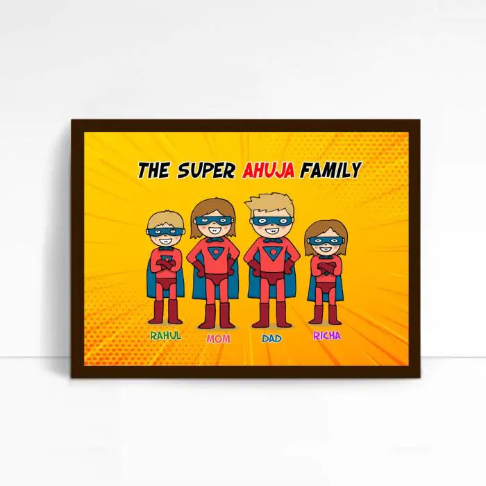 Superhero Theme Personalised Family Poster Frame-1