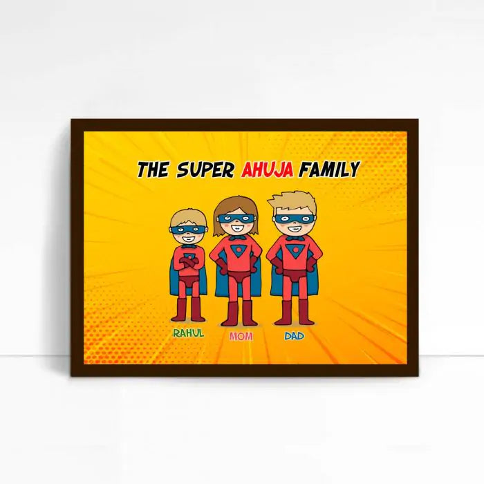 Superhero Theme Personalised Family Poster Frame-2