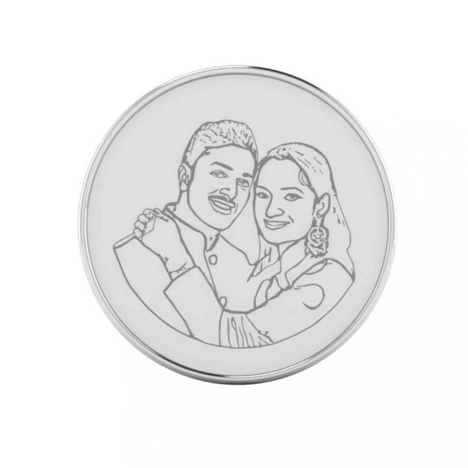 Sweet Couple Photo Engraved Silver Coin