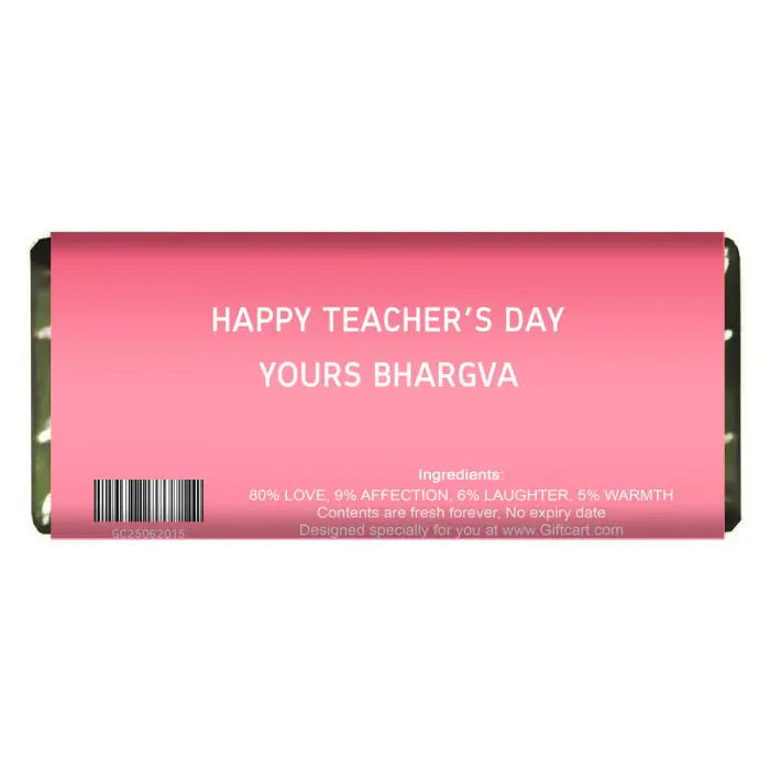 Personalised Best Teacher Chocolate Bar