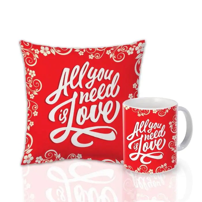 All You Need Is Love Mug & Cushion Combo-Red