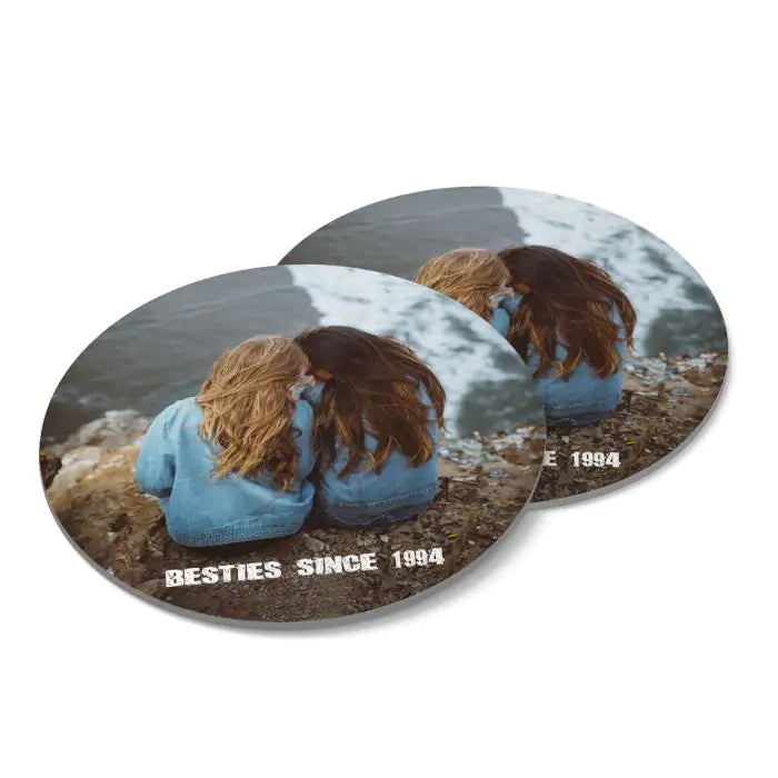 Set Of 4 - Personalised Set Of 4 Besties Since Rubber  Coasters
