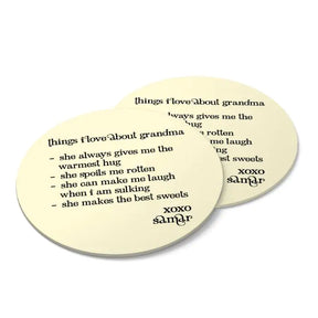 Set Of 4 - Things - Personalised Things I Love About Grandma  Coasters