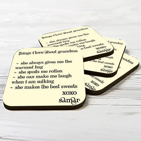 Set Of 4 - Things - Personalised Things I Love About Grandma  Coasters