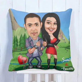 Personalised Locked in Your Love Caricature Cushion