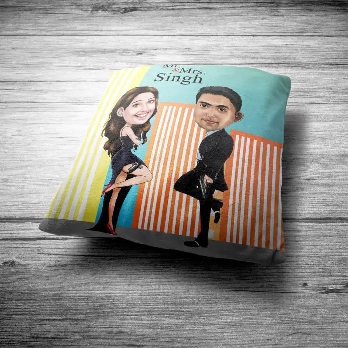 Mr. and Mrs. Forever Caricature Cushion
