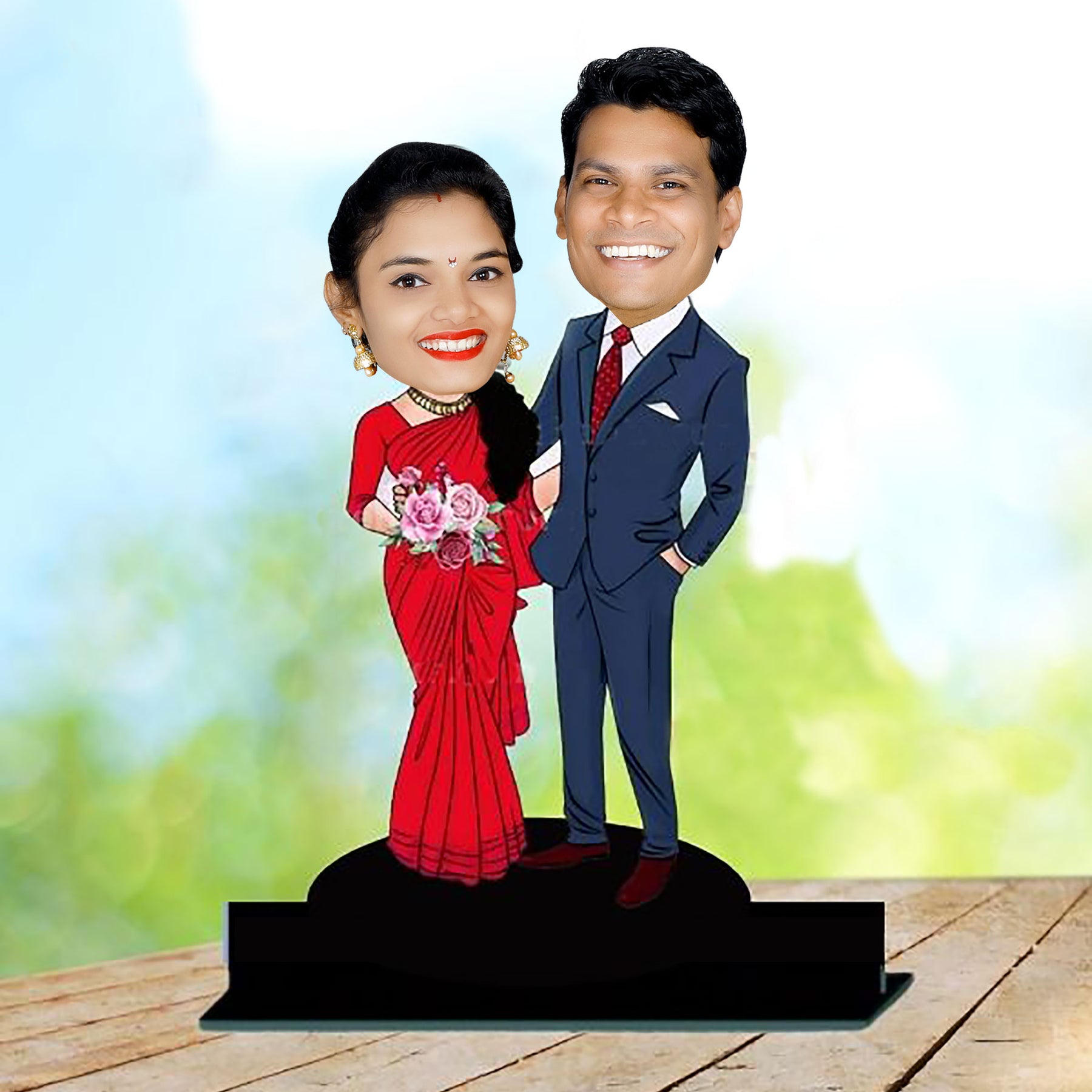 Customized 3D Colorful Caricature With Cute Couple Photo