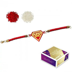 Super Bro Designer Bracelet Rakhi for Amazing Bhai with Roli Chawal