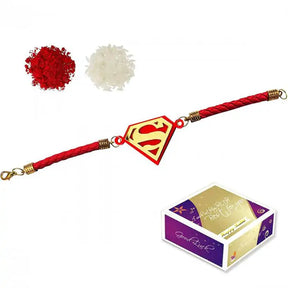 Super Man Designer Bracelet Rakhi for Brother with Roli Chawal