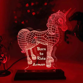 Personalised Unicorn Horse 3D illusion LED lamp