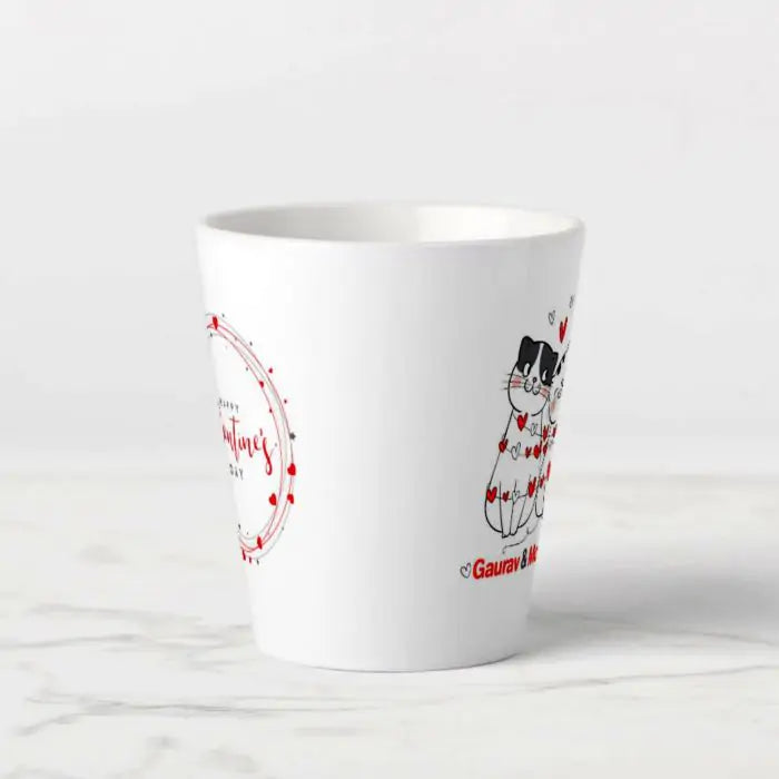 Cats in Love Valentine Day Conical Mug-3