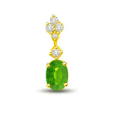 Surat Diamonds Holding Glamour 0.26 TCW Emerald And Diamond Pendant In 18kt Gold