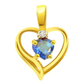 Aqua Marine Heart Real Diamond Pendant
