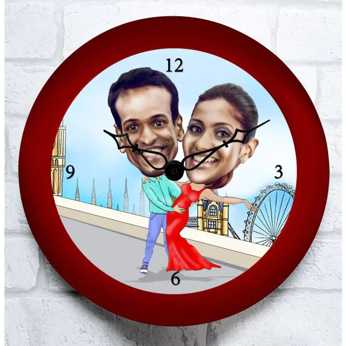 Unique Wooden Personalized/Customized Wall Clock Photo Frames with Message  (16 x16 Inch) for Couple,Birthday
