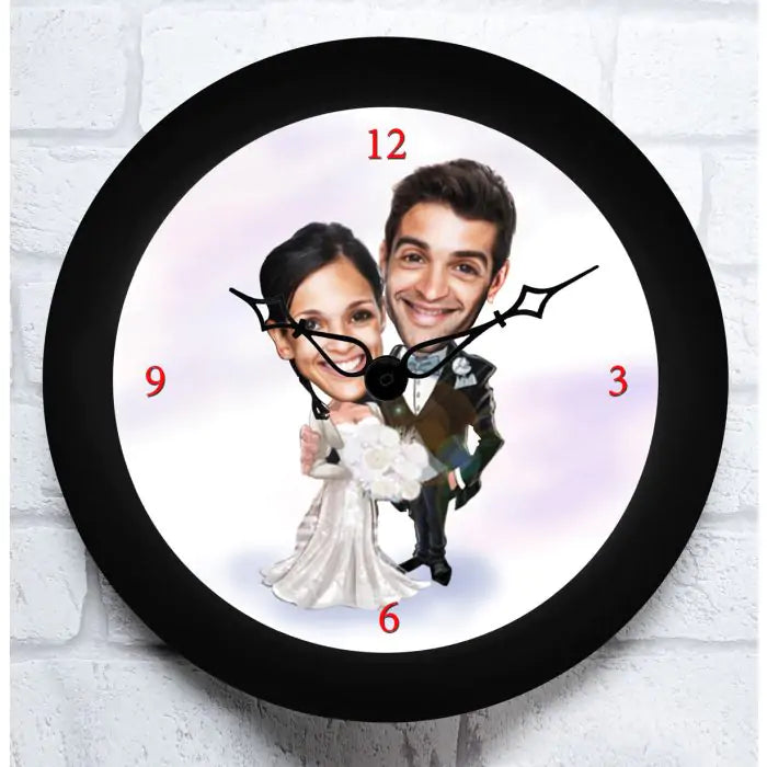 Personalised Bride And Groom Wall Clock