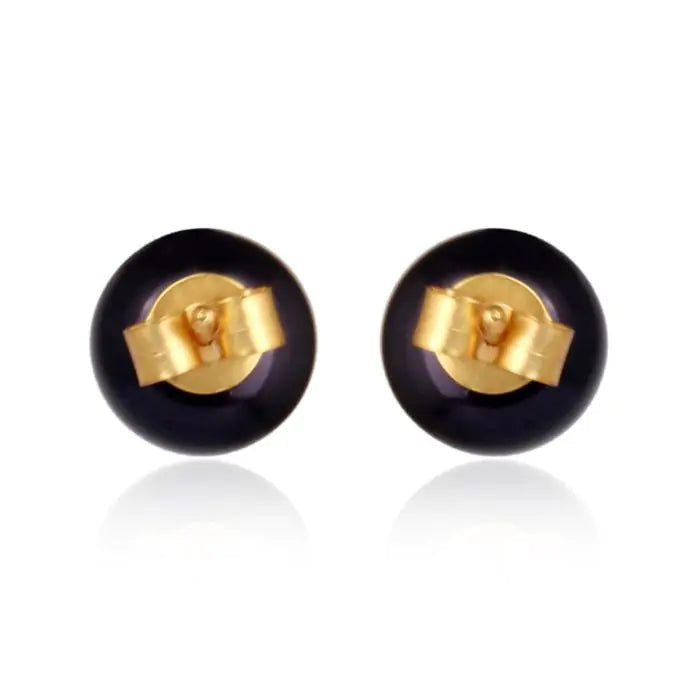 Black Tahitian Pearl Studs - Gold-3