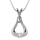 Surat Diamonds Smooth As Icea - Real Diamond & Sterling Silver Pendant with 18 Chain