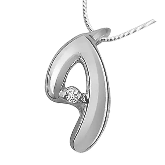 Surat Diamonds Glimpses of Love - Real Diamond & Sterling Silver Pendant with 18 Chain