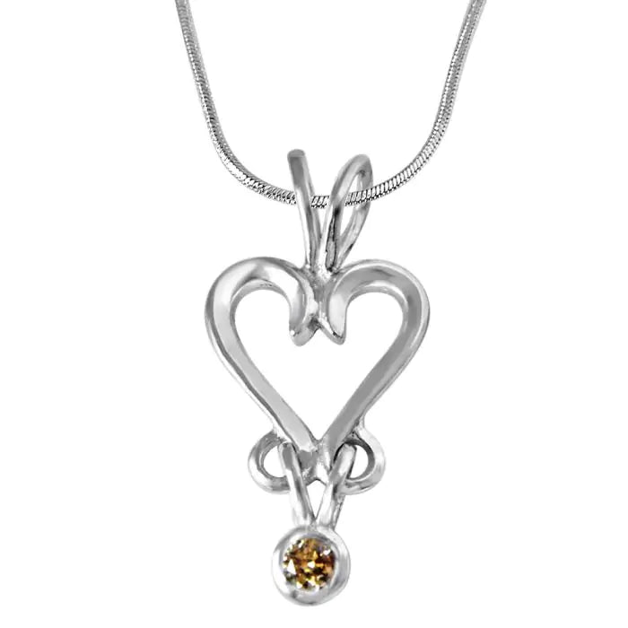 Surat Diamonds Confluence of Love Real Diamond Pendant in Sterling Silver With Silver Finished 18 Chain