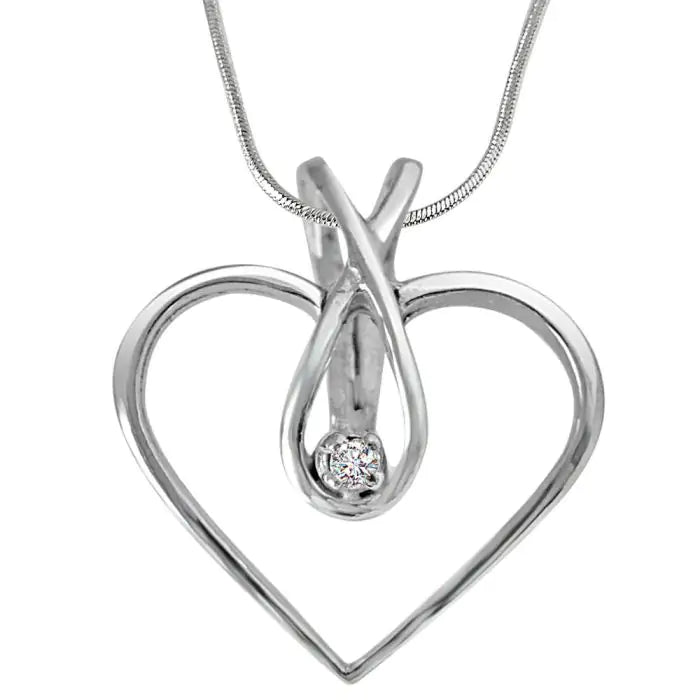 Surat Diamonds Endless Love Real Diamond Pendant in Sterling Silver With Silver Finished 18 Chain