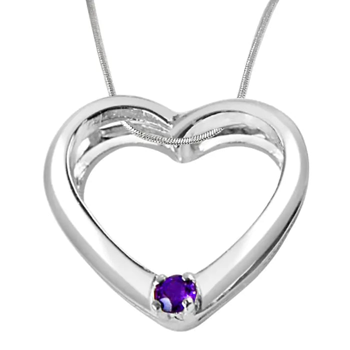 Surat Diamonds You're Still The One Amethyst & Sterling Silver Pendant with 18 Chain