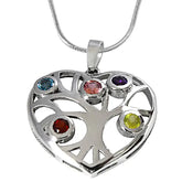 Surat Diamonds Precious Gemstones in 925 Sterling Silver Heart Pendant for girls with 18 IN Silver Finished Chain SDP509