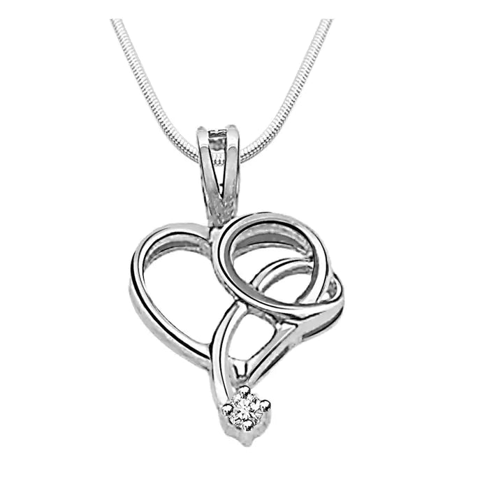 Surat Diamonds Drop of Love - Real Diamond & Sterling Silver Pendant with 18 IN Chain