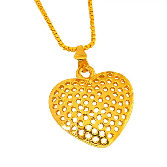 Surat Diamonds Small Heart Shaped Gold Plated Pendant with Chain for Girls
