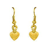 Surat Diamonds Heart Shaped Gold Plated Wire Hanging Earrings for Girls