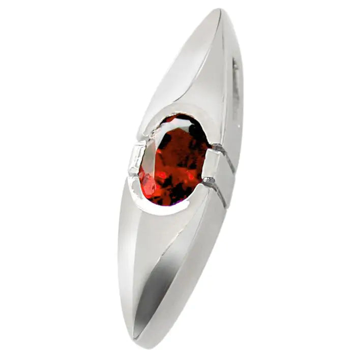 Surat Diamonds CHARM Fine Garnet Pendant in Silver