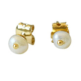 Surat Diamonds Real Freshwater Small Pearl & Gold Plated Stud Earrings